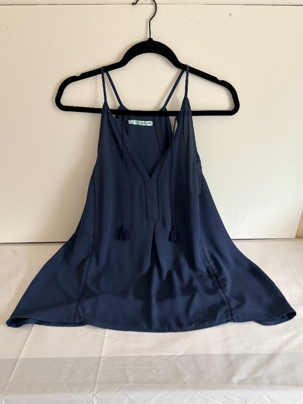 Maurices Woman Blue Haltered Tassel Sheer V Neck Sleeveless Blouse/Top Size XL
